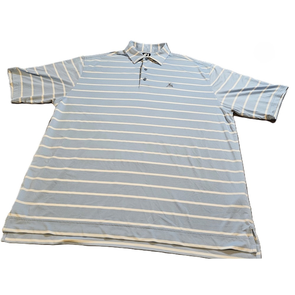 Foot Joy Men SZ XL Golf Polo Shirt Blue/White Striped Golf,Casual,Preppy